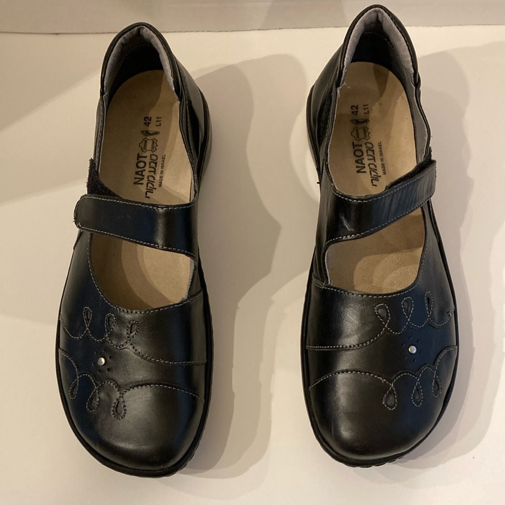 NAOT Women’s Size 42 US 11-11.5 Black Mary Jane Leather Shoes